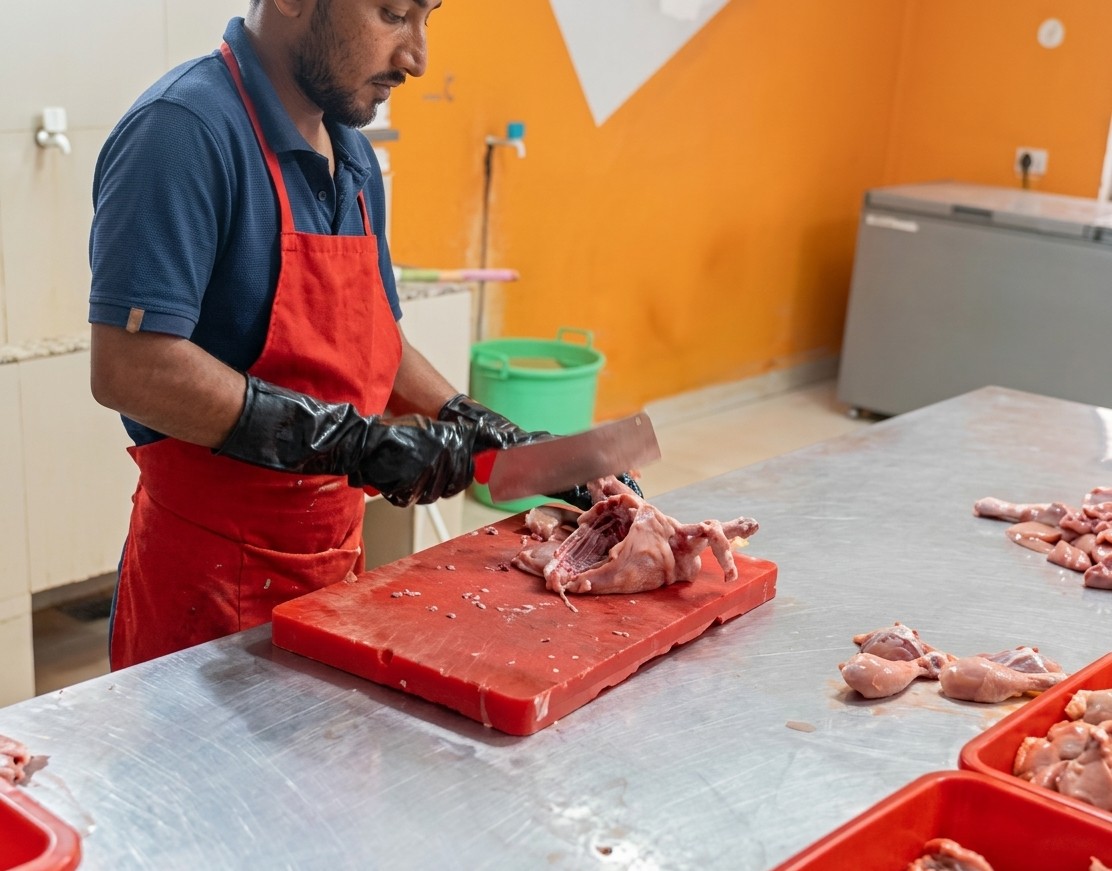 ChickenWala hygienic raw chicken cutting process Patna